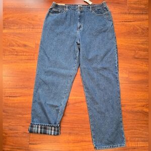 L.L.Bean Women's Double L Jeans Comfort Waist Tapered Leg Flannel-Lined  Size 20